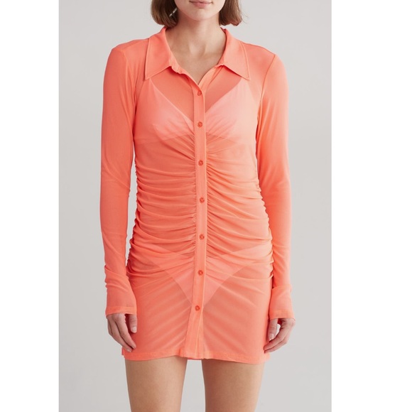 Good American Dresses & Skirts - + GOOD AMERICAN + Ruched Long Sleeve Mini Dress